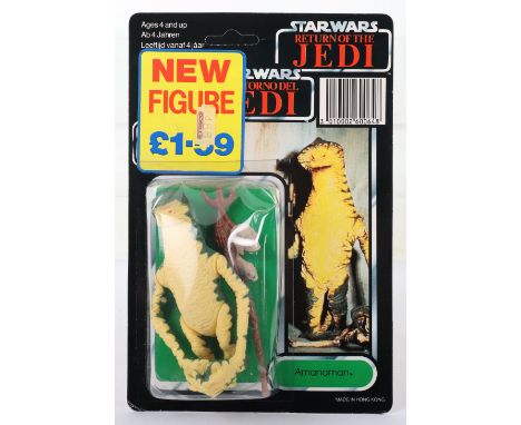 Palitoy General Mills Star Wars Tri Logo Return of The Jedi Amanaman Vintage Original Carded Figure, 3 ¾ inches mint, factory