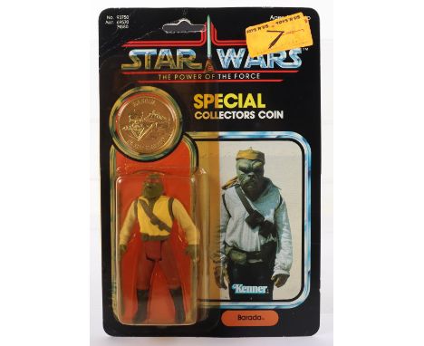 Kenner Star Wars The Power of The Force Barada with special collectors coin, Vintage Original Carded Figure, 3 ¾ inches mint,