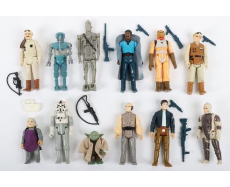 Twelve Loose ESB First/Second Wave Vintage Star Wars Figures, 3 ¾ inches, including: Bossk bounty hunter, with Mortar gun, @1