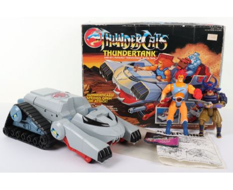Vintage LJN toys Boxed Thundercats Thundertank, Lion-O’s powerful “Transforming” battle plastic tank, featuring pop up pivoti