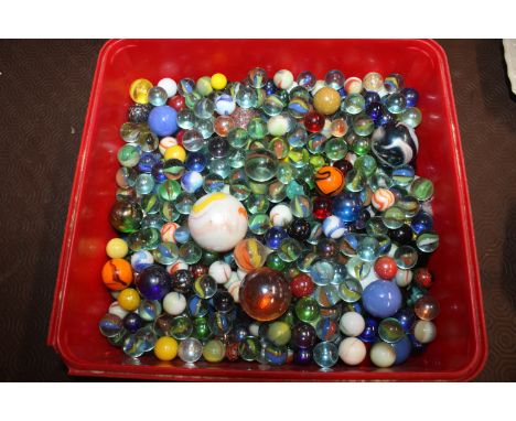 A large tub of mixed marbles