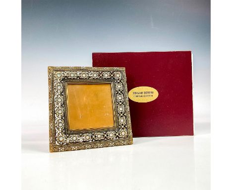 A beautiful small museum gold plated vintage frame adorned with luster crystals. Edgar Berebi impressed plaque on the back. F