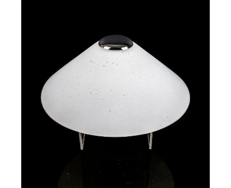 Frosty white speckle glass lamp shade.Includes 2 40 Watts blubs. Incudes lamp shade original box: 14.75"L x 14.5"W x 6.25"H.#