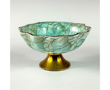 Turquoise toned with lustre finish &amp; branch patterning. Gold toned rim around piece.Hand Painted. This item has no reserv