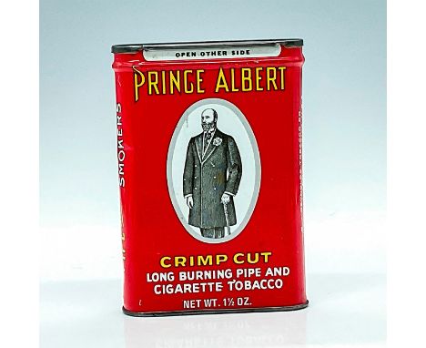Painted tin pocket can for tobacco made by R. J. Renolds for pipes and cigarettes. Great graphics on front and back, with por