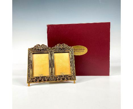 A beautiful museum gold plated double photo frame decorated with garnet crystals. Edgar Berebi impressed plaque on the back. 