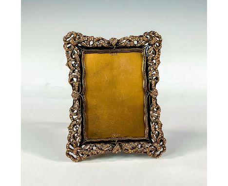 A beautiful small museum gold plated frame adorned with an umber enamel and rose crystals. Edgar Berebi impressed plaque on t