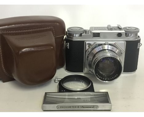 Voigtlander Prominent Camera
Serial No:B32479
Lens: 50mm Nokton
Accessories: Leather Case + Proximeter Close Up
Age of Item: 