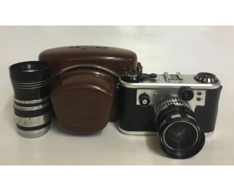 Corfield Periflex Camera
Serial No:71017267
Lens: 50mm Lumax
Additional Lenses: 135mm Tele Lumax
Accessories: Leather Case
Ag