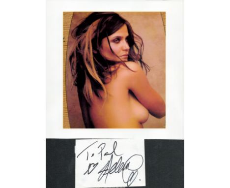 Danish Model Helena Christensen Signed 4x3 inch white signature card with 8x8inch Colour Photo Included. Good condition. All 