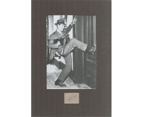 Robert Stack 16x11 mounted signature piece includes signed album page and a vintage Untouchables black and white photo. Good 