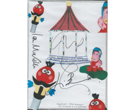 Kylie Minogue, Jim Broadbent and Ian McKellen Signed Magic Roundabout Handmade Collage. All signed in black ink. Interesting 