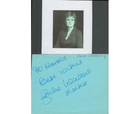 Julie Walters signed 6x4 album page. Also Includes unsigned photo. Walters, is an English actress, author, and comedian. She 