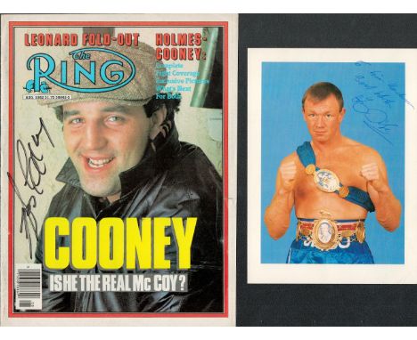 Boxing Collection of 2 Legends Gerry Cooney and Paul Sibson Signed on Magazine and Photo Bio Card. Cooney Signed on 1982 The 