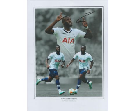 Football. Tottenham Hotspurs FC Tanguy Ndombele Personally Signed 16x12 colour Montage Photo. Signed in black marker pen. Goo