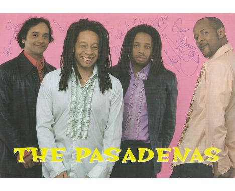 English R and B Group The Pasadenas 4 Members Signed on 12x8 inch Magazine Cutting. Signatures include Hamish Seelochan, Aaro