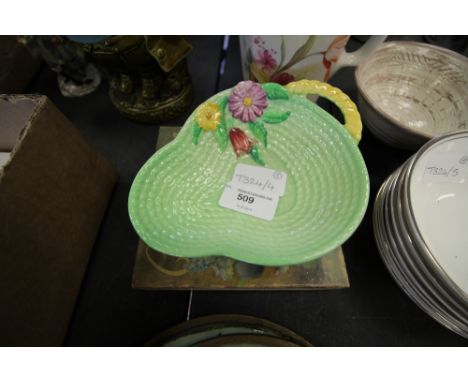 Carlton Ware - boxed vintage Button Dish and Knife in Pyrethrum design with basket weave pedestal dish