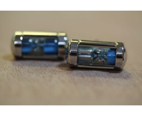 Pair White Metal Egg Timer Cufflinks