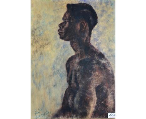 Eve Disher (1894-1991) A head and shoulders study of a black man Signed, inscribed and dated (19)53, mixed media, 50cm by 36.