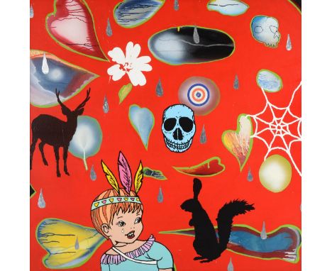 Dan Baldwin (b.1972) ''Raining, Crying, Shooting'' The Death of Innocence Signed, inscribed verso and dated 2007, oil and mix