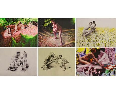 Kirsty Whiten (Contemporary) ''Feral Family'' Signed, giclee print, together with a collection of figurative prints from her 