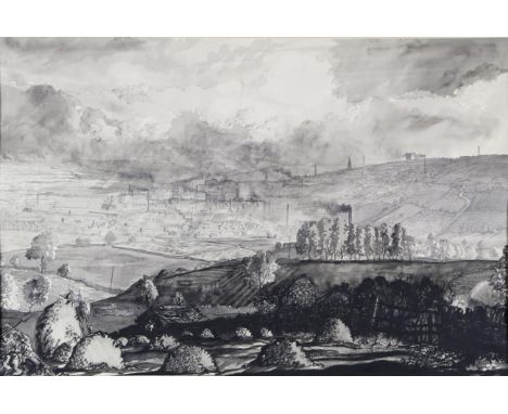 Geoffrey Jenkinson RcamA (1925-2005) ''Pudsey'' Yorkshire Signed, inscribed and dated 1944, mixed media en grisaille, 29.5cm 