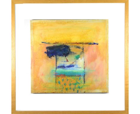 Susan Foord (b.1945) Abstract landscape Signed, mixed media on paper laid onto board, 33cm by 35cm