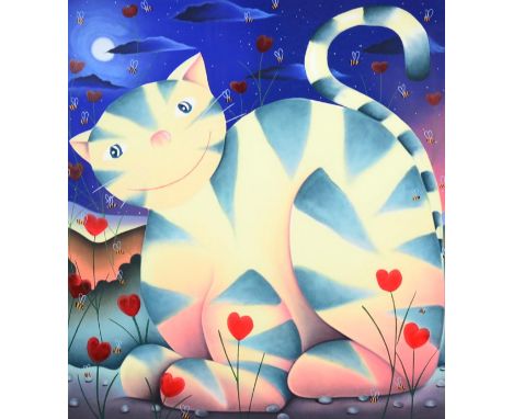 After Mackenzie Thorpe (b.1956) ''Love Cat'' Signed, inscribed and numbered 373/395, silkscreen, 83cm by 74cm Sold together w
