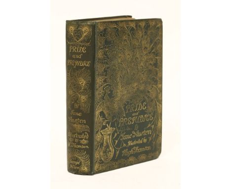 Austen, Jane; Hugh Thomson (illus): Pride and Prejudice. G Allen, 1894, first Peacock Edition. Original green cloth with the 