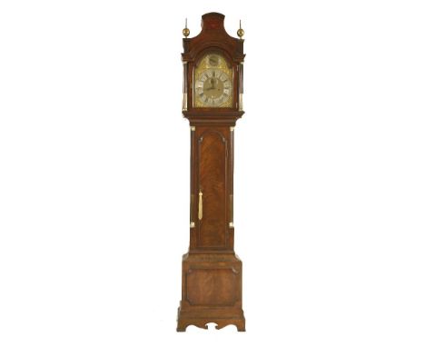 A George III mahogany longcase clock,Anthony Herbert, London, the arched brass dial with a strike/silent dial over a seconds 