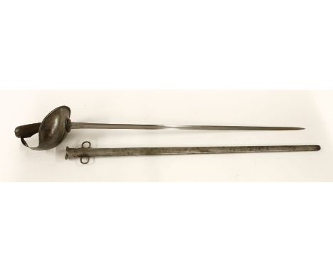 A 1912 pattern cavalry trooper's sword, with scabbard, back of blade inscribed 'Captain J D White ERY' (East Riding Yeomanry)