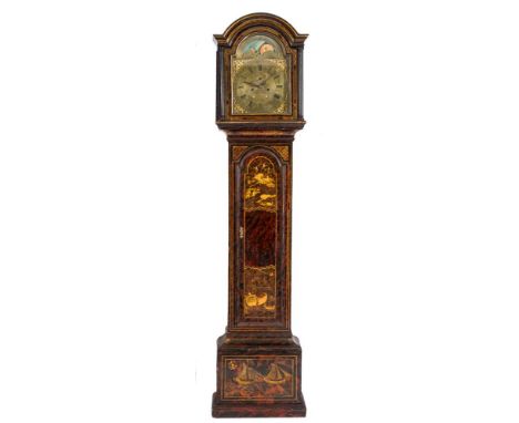 Joseph Wood, Scarborough a faux-tortoiseshell moon-phase lacquer longcase clock: the eight-day duration movement striking the