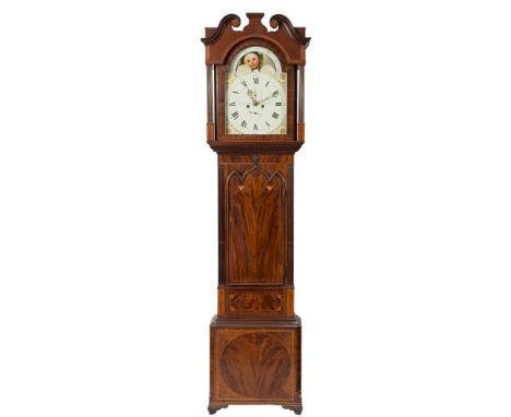 Thomas Leadbeater, Sandbach a mahogany moonphase longcase clock: the eight-day duration movement striking the hours on a bell