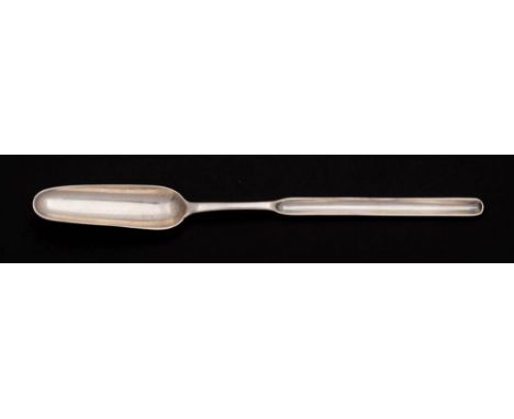 A George III provincial silver marrow scoop, maker William Welch, Exeter, circa 1810: of double ended traditional design, 24c