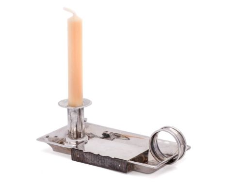 A Victorian silver chamberstick, maker Cornelius Desormeaux Saunders & James (Frank) Shepherd, London, 1894: of rectangular o