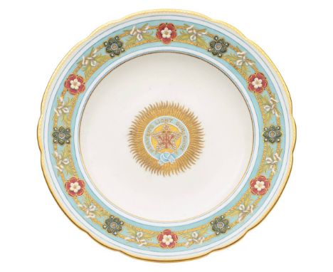 A late 19th century Copeland porcelain 'Star of India' dessert plate: reputedly from a service made for Queen Victoria, the i