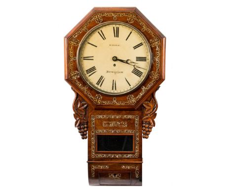 While, Birmingham, an inlaid rosewood wall clock: the eight-day duration, timepiece fusee-movement having a twelve-inch round