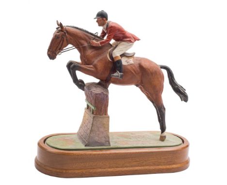 A Royal Worcester Limited Edition equestrian figure of 'Foxhunter and Lt. Col. H.M.Llewellyn C.B.E.': modelled by Doris Lindn