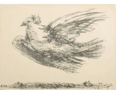 * Pablo Picasso [1881 - 1973]-La Colombe en vol,:-lithograph, numbered 168/200 in pencilsight size 40 x 54cm.* Provenance. Th