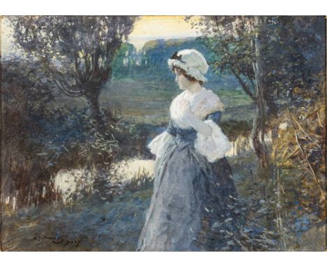 * Sir Alfred James Munnings P.R.A. R.W.S. [1878-1959]-Evening, Mendham,:-signed and dated 1903 bottom leftgouache on paper la