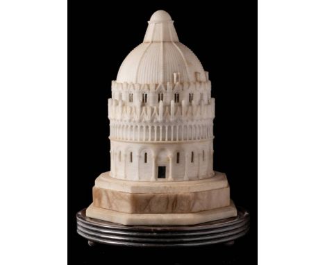 A 19th century Grand Tour carved alabaster model of the Battistero Di San Giovanni, Pisa and a similar sectional model of the