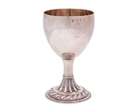 A George III silver goblet, maker Thomas Daniell & John Wall, London, 1781: the plain bowl of ovoid tapering form raised on a