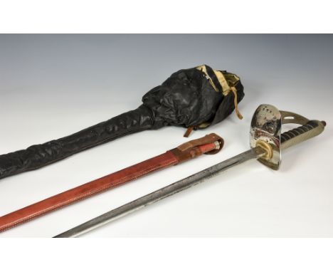 A George V 1897 pattern infantry Officer's sword, pierced guard with GVR cipher, wired fish skin grip, 32¼in. etched straight