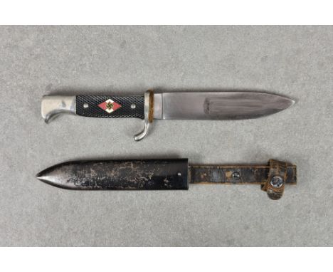 Guernsey German Occupation interest - A German Third Reich Hitler Youth Knife, Karl Julius Crebs, the single edge steel blade