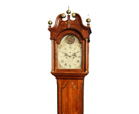 A late Georgian oak longcase by John Kellitt of Thorne, the eight day bell strike movement fronted by a painted Roman dial wi