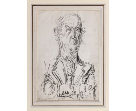 Feliks Topolski R.A. (Polish, 1907-1989), Portrait of a gentleman charcoal on paper, signed lower left, in a modern fluted ca