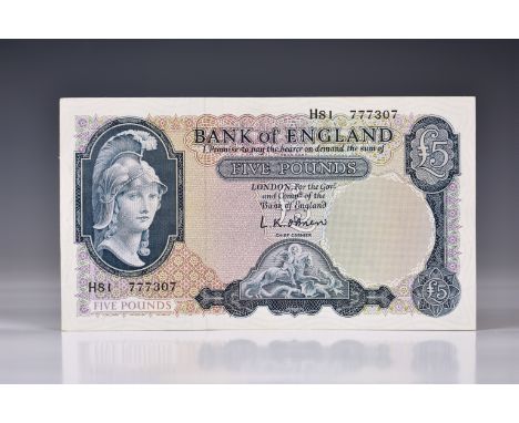 BRITISH BANKNOTE - Bank of England - Five Pounds, blue, c.1961, Signatory L. K. O'Brien, serial number H81 777307, VF to abou