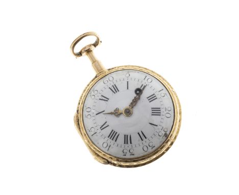 A French 18ct gold repeating verge watch, early 19th century, the movement signed DuVivier et Quesnel a Rouen, n.4583, with R