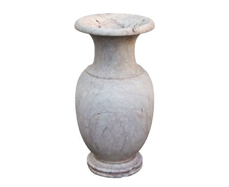 A white marble garden or conservatory vase, in light grey and light amber veined marble, of baluster form, 22½in. (57.2cm.) h