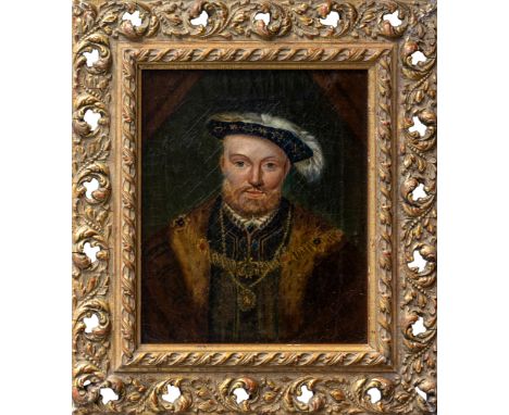 Portrait of Henry VIII, Oil on canvas Late 18th - early 19th century, unsigned 11½ x 9½in. (29.25 x 23cm) * Original strainer